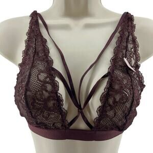 Forever 21 Deep Chocolate Lace Bralette Strappy Lingerie Small